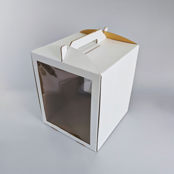 Cake star dortová krabice CINDY pevná bílá dvě okna 30x30x35cm