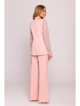 Dámské sako s krajkovými rukávy M865 Pudr růžová - MOE pudrovo-růžová XXL