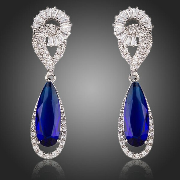 Náušnice Swarovski Elements De Angelis, Tmavě modrá