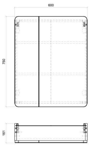 COMAD - Zrcadlová skříňka 60cm 2 dvířka ARUBA 5907611647271
