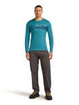 Pánské merino tričko s dlouhým rukávem ICEBREAKER Mens 200 Oasis LS Crewe Elevation Lin, Topaz velikost: XL