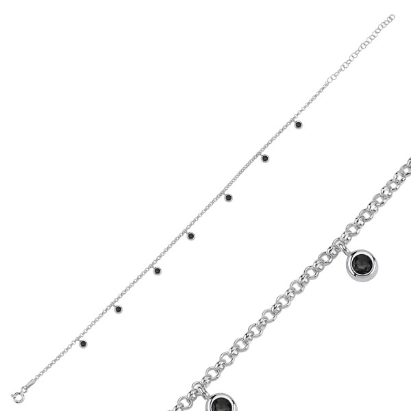 LUNICA Stříbrný řetízek na nohu BLACK 0976