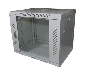 LEXI-Net 19" nástěnný rozvaděč 9U 600x600, nosnost 60 kg, skleněné dveře, svařovaný, šedý EDF_1030531