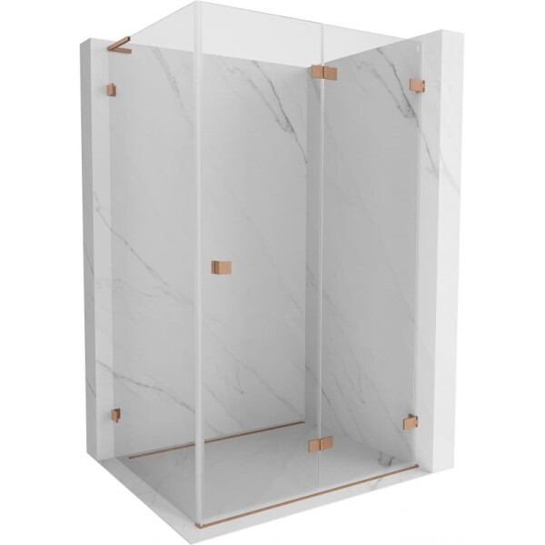 MEXEN/S - Lunar-F L sprchový kout skládací dveře pravá 95 x 90, transparent, měď kartáčovaná 836L-095-090-65-00-P