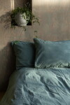 Storefactory Povlečení z organické bavlny Crinkle Petrol 150 × 210 cm, zelená barva, textil