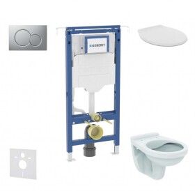 GEBERIT - Duofix Set předstěnové instalace, klozet Alpha se sedátkem, tlačítko Sigma01, matný chrom SANI11CD2103