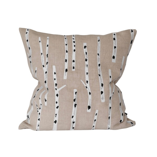 Fine Little Day Vyšívaný lněný povlak na polštář Birch 48 × 48 cm, béžová barva, textil