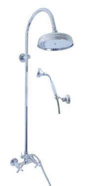 SLEZAK-RAV - Vodovodní baterie sprchová MORAVA RETRO s hlavovou a ruční sprchou, Barva: chrom, Rozměr: 100 mm MK181.0/3