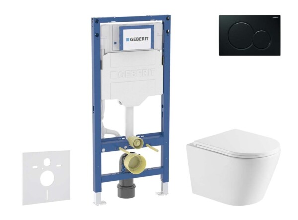 GEBERIT - Duofix Set předstěnové instalace, klozetu Nefia a sedátka softclose, tlačítko Sigma01, černá SANI11CA5167