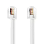 Nedis telefonní kabel bílá / Telefonní kabel / RJ11 - RJ11 / pozlacené konektory / Plochý / 10 m (TCGL90200WT100)
