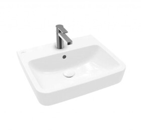 VILLEROY & BOCH - O.novo Umyvadlo na desku, 55x46 cm, s přepadem, otvor pro baterii, AntiBac, CeramicPlus, alpská bílá 4A41MGT2