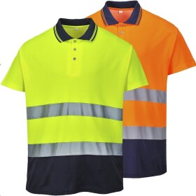 Portwest Polokošile Polo Comfort S174 reflexní krátký rukáv žlutá/tmavé modrá