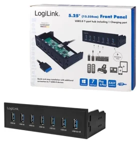 LogiLink UA0342 černá / USB hub / 7x USB 3.0 / 5,25" interní / rychlonabíjecí port (UA0342)