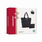 Sada kabelka a taštička na zip Reisenthel Shopper e1 set Glossy dots black