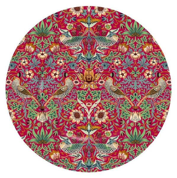 Plechový talíř Arts Crafts - Red Strawberry Thief