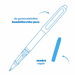 Colorino Colorino, R3469900007, náhradní náplně do pera (bombičky), gumovatelné, modrá barva, 4 ks