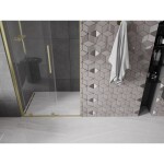 MEXEN/S - Velar posuvné sprchové dveře 90, transparent, zlatá kartáčovaná 871-090-000-01-55