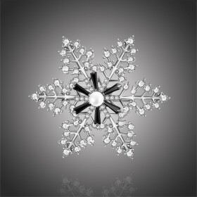 Vánoční brož Swarovski Elements Desireé - sněhová vločka, Stříbrná