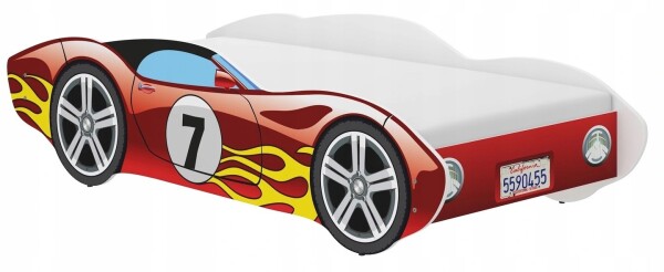 DumDekorace Moderní dětská postel ve stylu červeného závodního auta e 140 x 70 cm