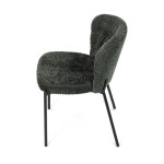 Židle jídelní, zelená látka, černé kovové nohy.