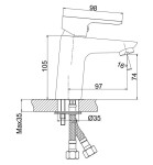 CERSANIT - Stojánková umyvadlová baterie CERSANIA, včetně výpusti, chrom S951-232