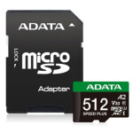 ADATA MicroSDXC karta 512GB Speed Plus, U3, C10, A2, V30 (R:180/W:160 MB/s) + SD adaptér EDF_748737