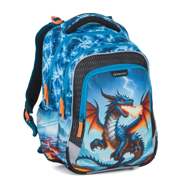 Bagmaster LUMI 26 D školní batoh – drak Modrá 23 l 230404
