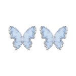 Stříbrné náušnice Blue Butterfly - motýl, stříbro 925/1000, Modrá
