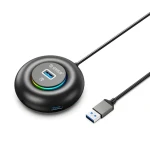 Orico YXR4-U3 černá / USB hub / 4x USB-A 3.0 / RGB / audio port / 0,3m