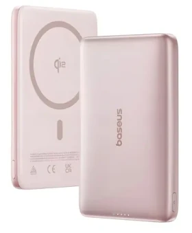 Baseus PicoGo AM41 růžová / Powerbanka / 10000 mAh / 27W / Qi2 / MagSafe / USB-C kabel 30cm (6932172691691)
