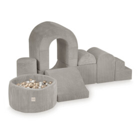 PLUSH NEST PLUSH NEST Hrací hrad s bazénem a 150 míčky prémiový béžový manšestr