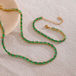 Náramek se zelenými zirkony Eugenia - tennis náramek, Zlatá 16 cm + 5 cm (prodloužení)