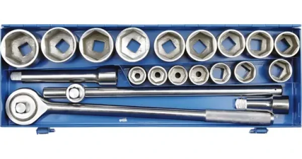 Vorel Gola sada 3/4" 20 ks / Gola sada / Nástrčné klíče 22-50 mm / Ráčna / Kovový kufřík (TO-58150)