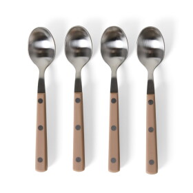HK living Nerezová čajová lžička Taupe 70's – set 4 ks, růžová barva, hnědá barva, kov, plast