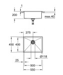 GROHE - Dřezy Dřez K700, 55x45 cm, kartáčovaná nerez ocel 31726SD0