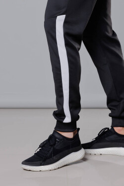 Černo-bílé pánské teplákové kalhoty se vsadkami (8K172) Barva: odcienie czerni, Velikost: