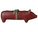 Maileg Dřevěný svícen Wooden Pig Advent Large Red, červená barva, dřevo