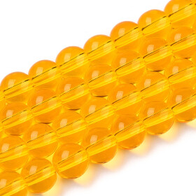 Skleněné korálky - průsvitné - žluté - ∅ 6 mm - 10 ks