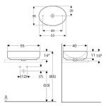 GEBERIT - VariForm Umyvadlo na desku 55x40 cm, bez přepadu, bez otvoru pro baterii, bílá 500.771.01.2