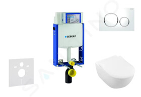 GEBERIT - Kombifix Modul pro závěsné WC s tlačítkem Sigma20, bílá/lesklý chrom + Villeroy Boch - WC a sedátko, DirectFlush, SoftClose, CeramicPlus 110.302.00.5 NI4