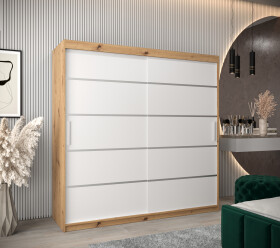 Šatní skříň Abi V1 Barva korpusu: Dub artisan, Rozměry: 200 cm, Dveře: Bílá