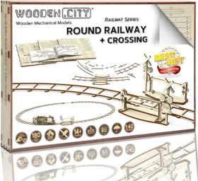 WOODEN CITY 3D Dřevěné puzzle Kruhové koleje s přejezdem