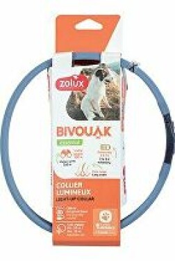 Obojek LED velký BIVOUAK 30-60cm USB modrá Zolux