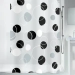 Spirella BUBBLE sprchový závěs motiv kroužky bílo-černý / PEVA / 180 x 200 cm (7610583130433)