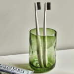 House Doctor Skleněný stojánek na kartáčky Wah Green, zelená barva, sklo