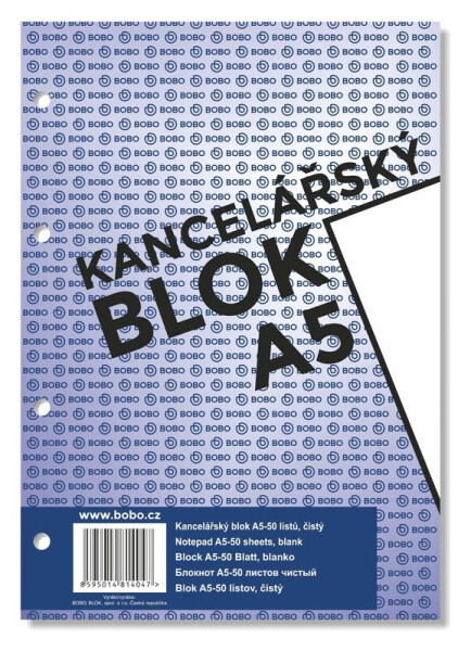 Kancelářský blok A5, čistý, 50 listů