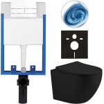 CERANO - Kompletní WC set Profi/Cesso - černá matná - WC tlačítko Line/Bílá - pro zazdění - 49x36 CER-8050BD84376