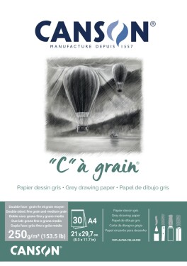 Canson C A' Grain lepený 250g A4 30l šedý