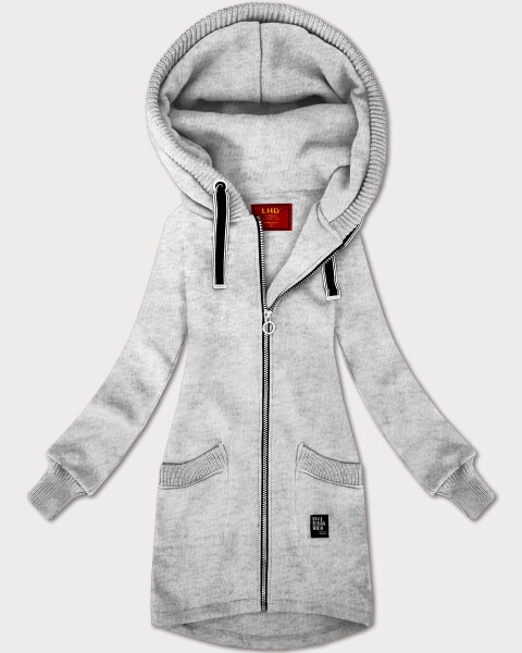 Světle šedá dámská mikina se svetrovými vsadkami LHD (AMG-172A) odstíny šedé M (38)