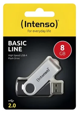 Intenso Basic Line 8GB černá, stříbrná / Flash disk / USB 2.0 / čtení 28 MB/s / zápis 6,5 MB/s (3503460)